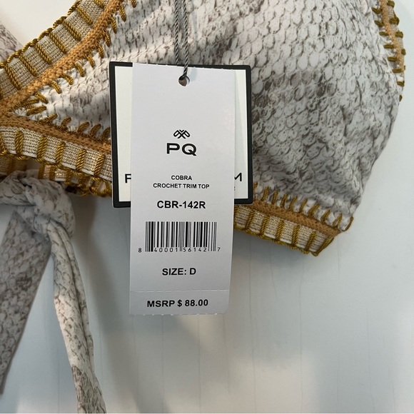 Platinum Inspired by Solange Ferrarini Cobra Crochet Trim Swim Bikini Top Size D - Picture 7 of 9